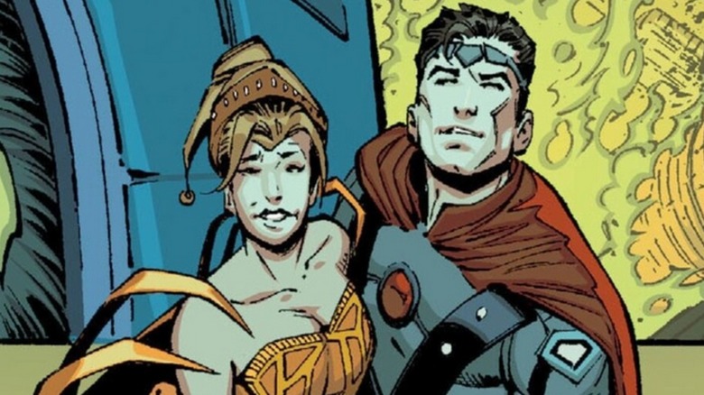 Jor-El et Lara portant des vêtements kryptoniens Regal