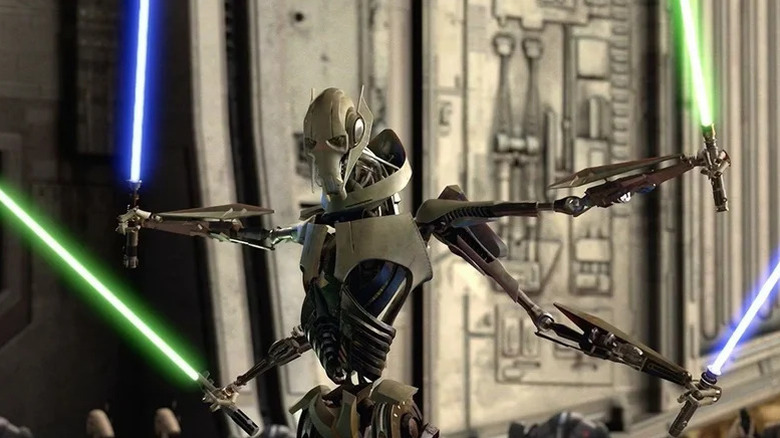 Le général Grievous tenant quatre sabres laser dans Star Wars : Épisode III – La Revanche des Sith
