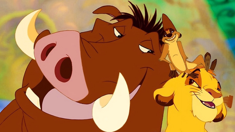 Pumbaa, Simba et Timon chantant dans Le Roi Lion (1994)