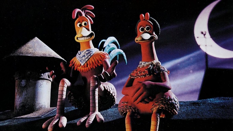 Rocky et Ginger se baignent dans le ciel nocturne dans Chicken Run (2000)