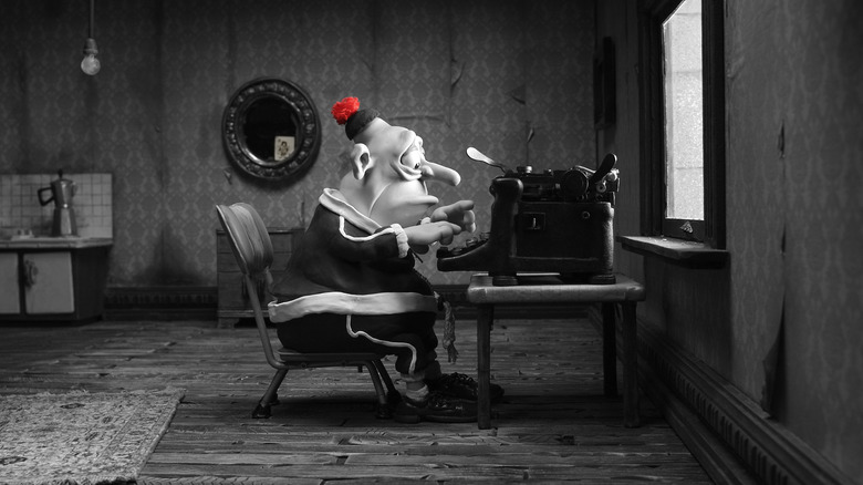 Max tapant sur sa machine à écrire dans Mary et Max (2009)