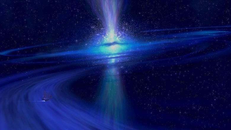 Un vaisseau voyage dans l'espace