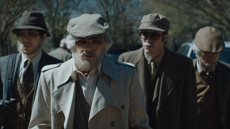 Eric Borsuk, Warren Lipka, Chas Allen et Spencer Reinhard maquillés pour la vieillesse dans 