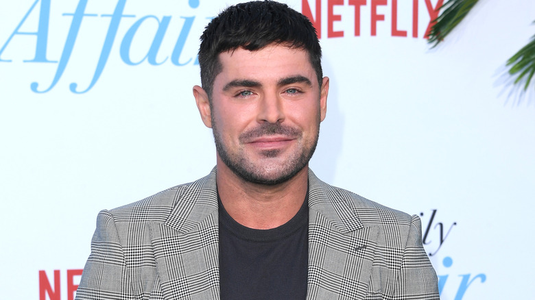 Zac Efron posant à la première de Netflix à Los Angeles "Une affaire de famille"