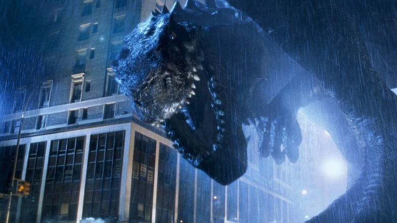 Zilla se retourne pour rugir dans Godzilla (1998)