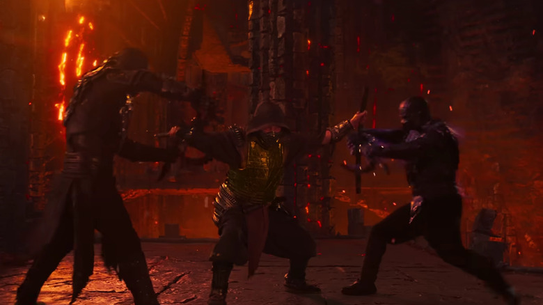 Bi-Han et son clone de l'ombre combattant Scorpion dans Mortal Kombat II