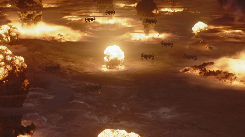 Bombardiers TIE détruisant la surface de Mandalore dans Le Livre de Boba Fett (2021)