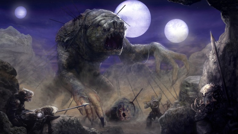 Rancor attaque un groupe de soldats dans 