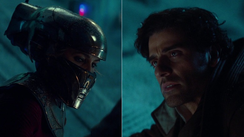 Photos côte à côte de Zori Bliss et Poe Dameron légèrement démasqués dans 