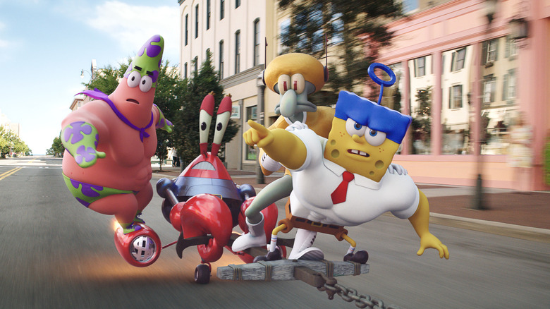Bob l'éponge et ses amis surpuissants courent à la rescousse dans Le film Bob l'éponge : L'éponge hors de l'eau (2015)
