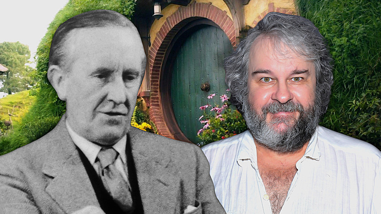 JRR Tolkien et Peter Jackson côte à côte