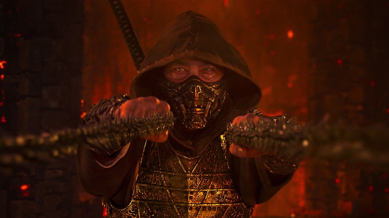 Scorpion tirant des chaînes dans Mortal Kombat 2