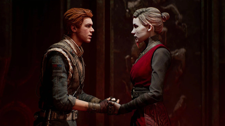 Cal Kestis et Merrin se parlent lors d'une conversation intense dans 