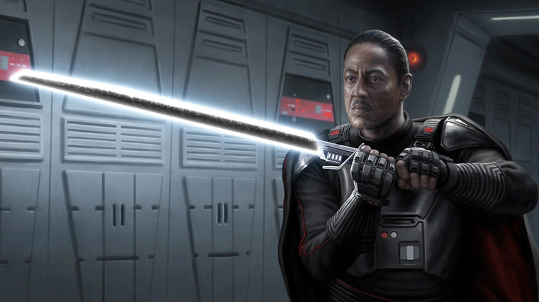 Moff Gideon brandissant le sabre noir 