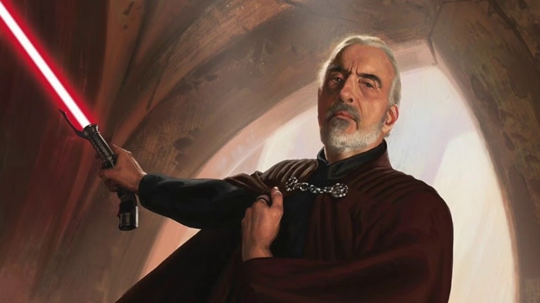 Le Comte Dooku tenant son sabre laser 