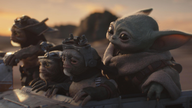 Quelques Anzellans et Grogu à bord d'un navire dans Star Wars : Le Mandalorien et Grogu (2026)