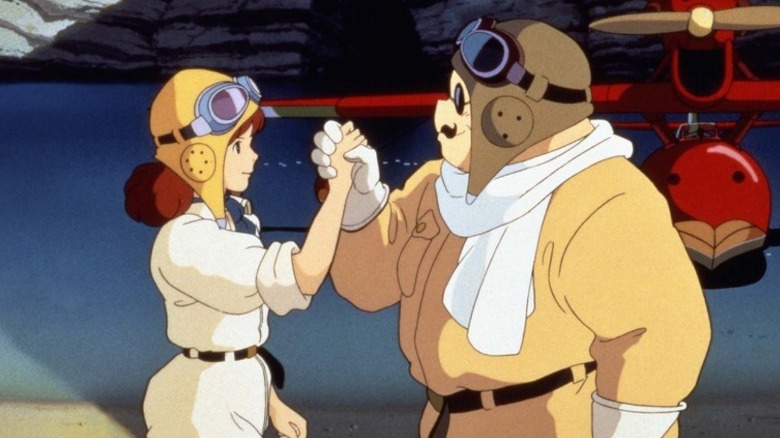 Porco Rosso et Fio se serrant la main à Porco Rosso