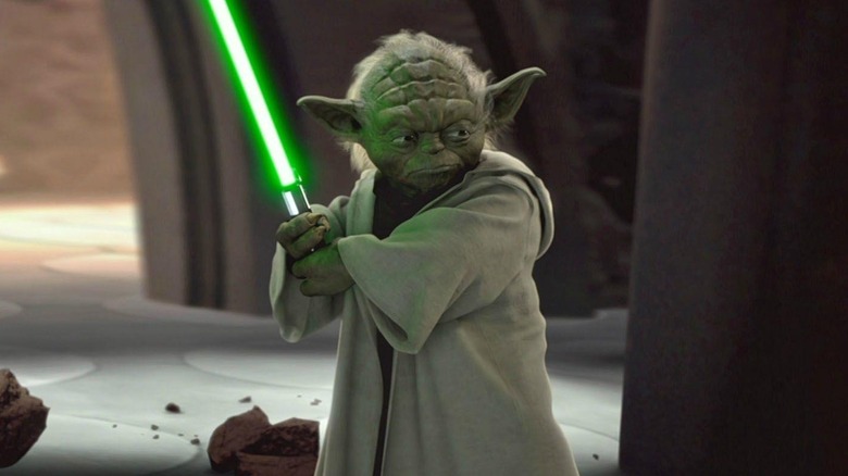 Yoda se prépare à affronter le comte Dooku dans L'Attaque des clones (2002)