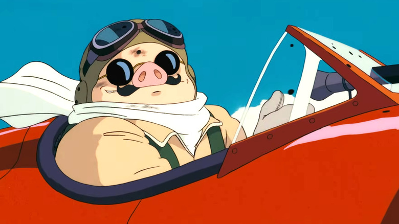 Porco Rosso assis dans l'avion à Porco Rosso