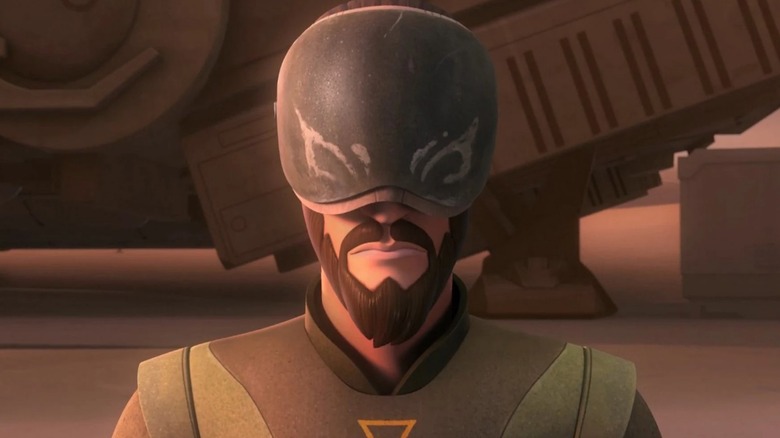 Kanan Jarrus médite tout en portant son bouclier anti-souffle