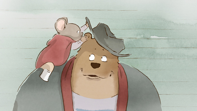 Célestine chuchotant à l'oreille d'Ernest dans Ernest et Célestine (2013)