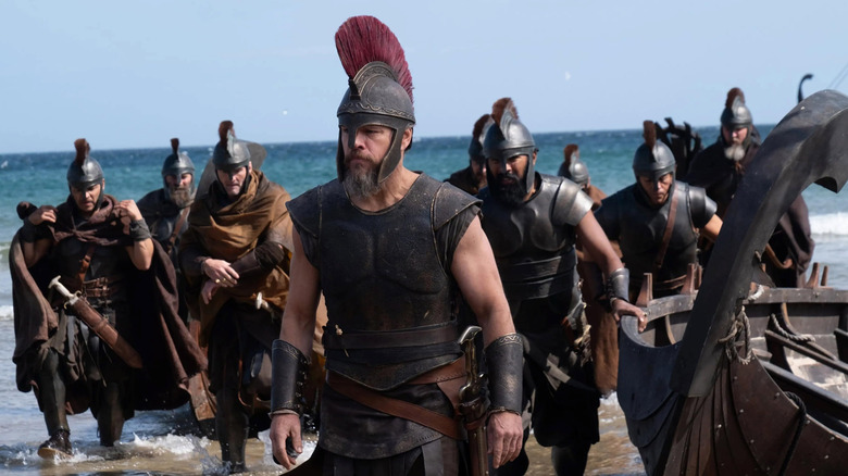 Ulysse et ses hommes sur une plage dans L'Odyssée