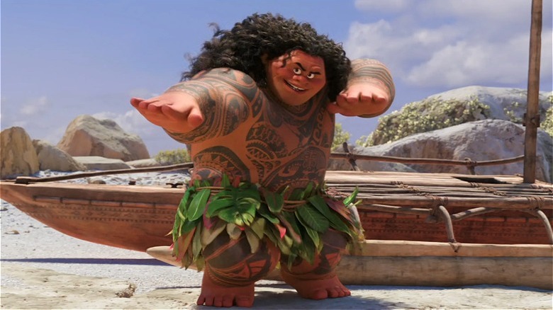 Maui dansant en bateau dans Moana (2016)