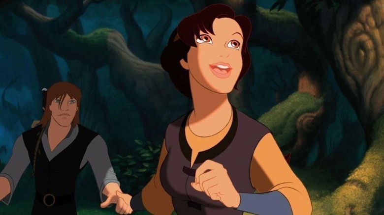 Kayley regarde vers le haut dans la forêt dans Quest for Camelot (1998)