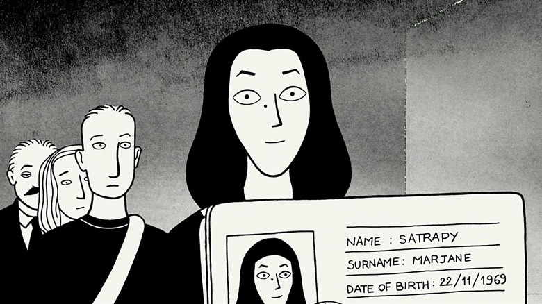 Marjane Satrapi avec son passeport à Persépolis