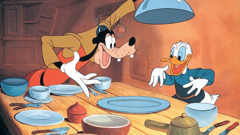 Dingo régale Donald Duck d'histoires sur la nourriture délicieuse dans Fun and Fancy Free (1947)