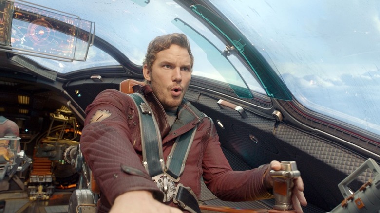 Peter Quill/Star-Lord zoomant dans Les Gardiens de la Galaxie (2014)