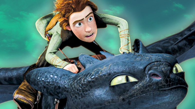 Hiccup chevauchant Krokmou de Comment dresser votre dragon sur fond vert