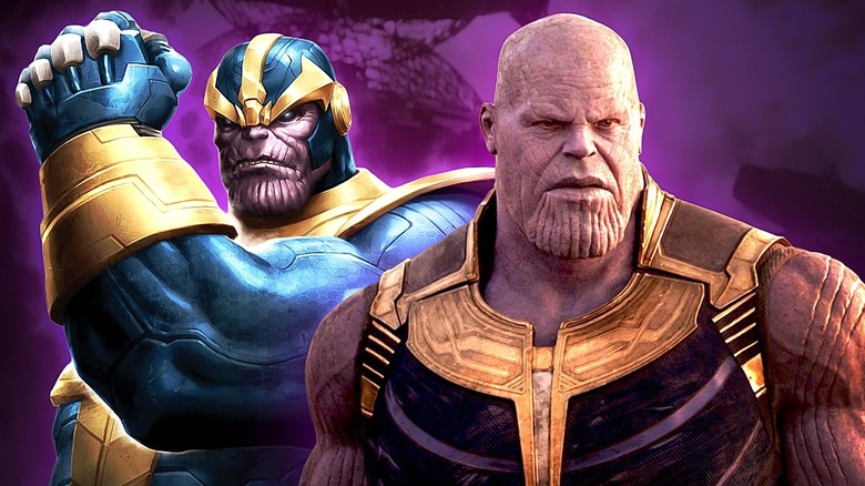 Deux versions de Thanos à l'air bourru