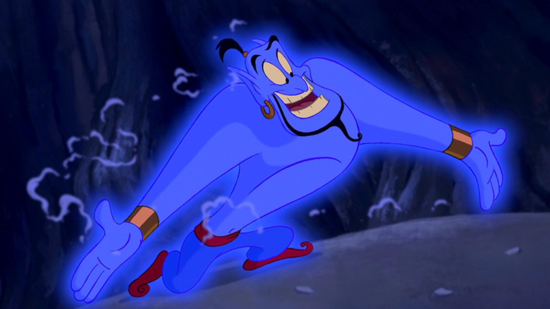 Le Génie sur le point de chanter à Aladdin dans Aladdin
