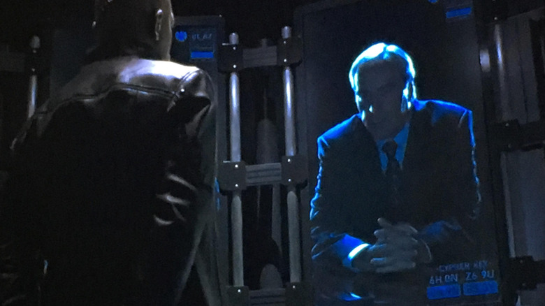 Vidéoconférence de Nick Fury Gideon Malick