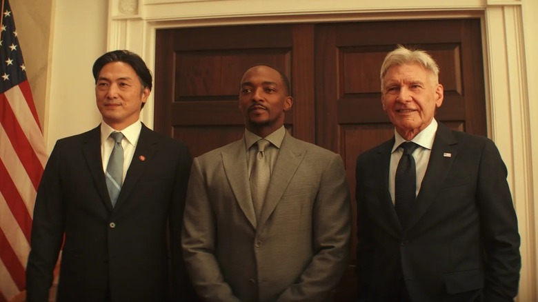 Sam Wilson aux côtés des dirigeants mondiaux dans Captain America : Brave New World (2026)