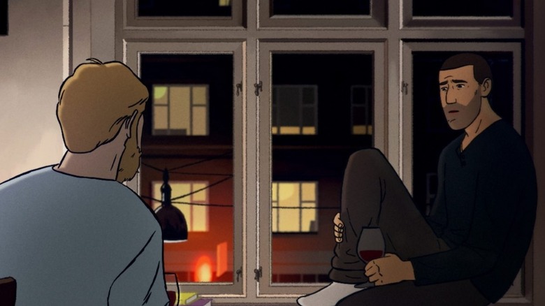 Amin Nawabi parle à son petit-ami dans Flee (2021)