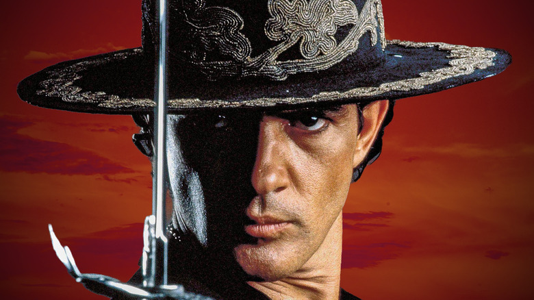 Zorro brandissant son épée sur fond rouge (2026)