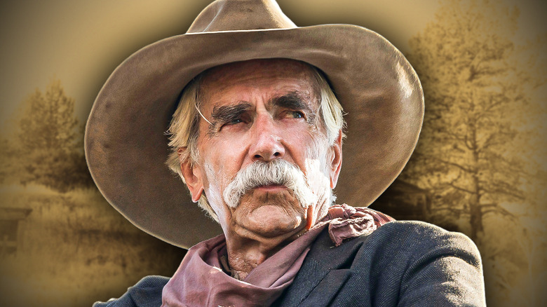 Sam Elliot dans The Hero regardant solennellement un bouquet d'arbres (2026)