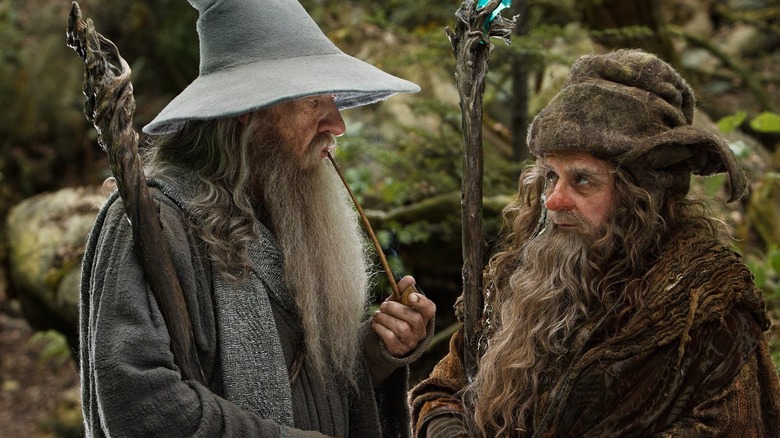 Gandalf et Radagast dans un bois à 