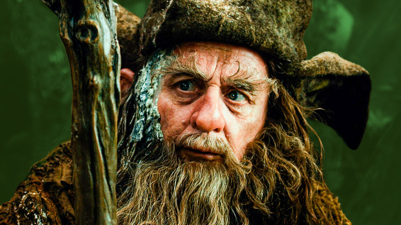 Un gros plan de Radagast sur fond vert